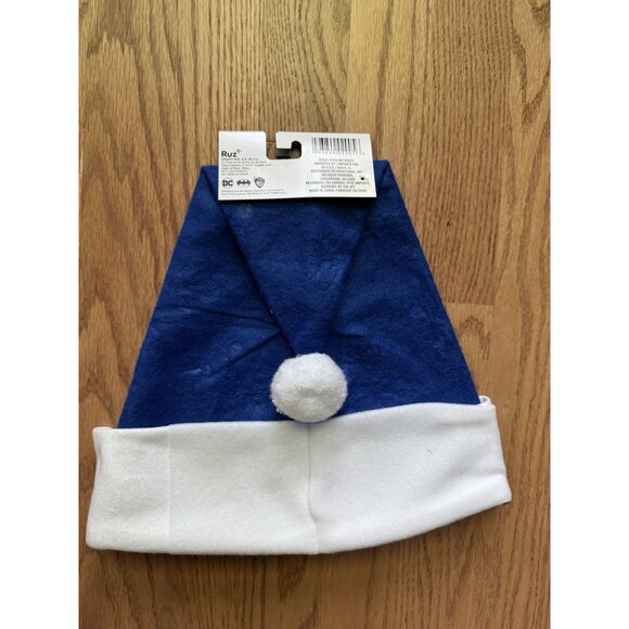 NWT DC Comics Batman Santa Hat Blue With Pom Pom Ball & Snowflake Imprint - Picture 3 of 6